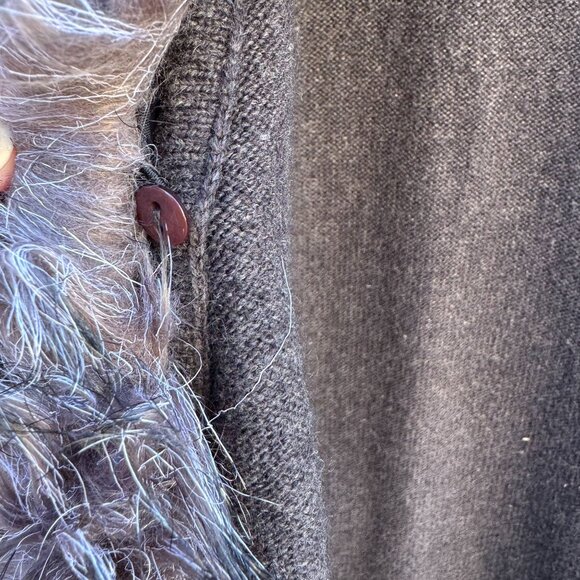 Randolph Duke Faux Fur Removable Trim Open Front Tie Waist Knit Cardigan Sweater - Picture 7 of 8